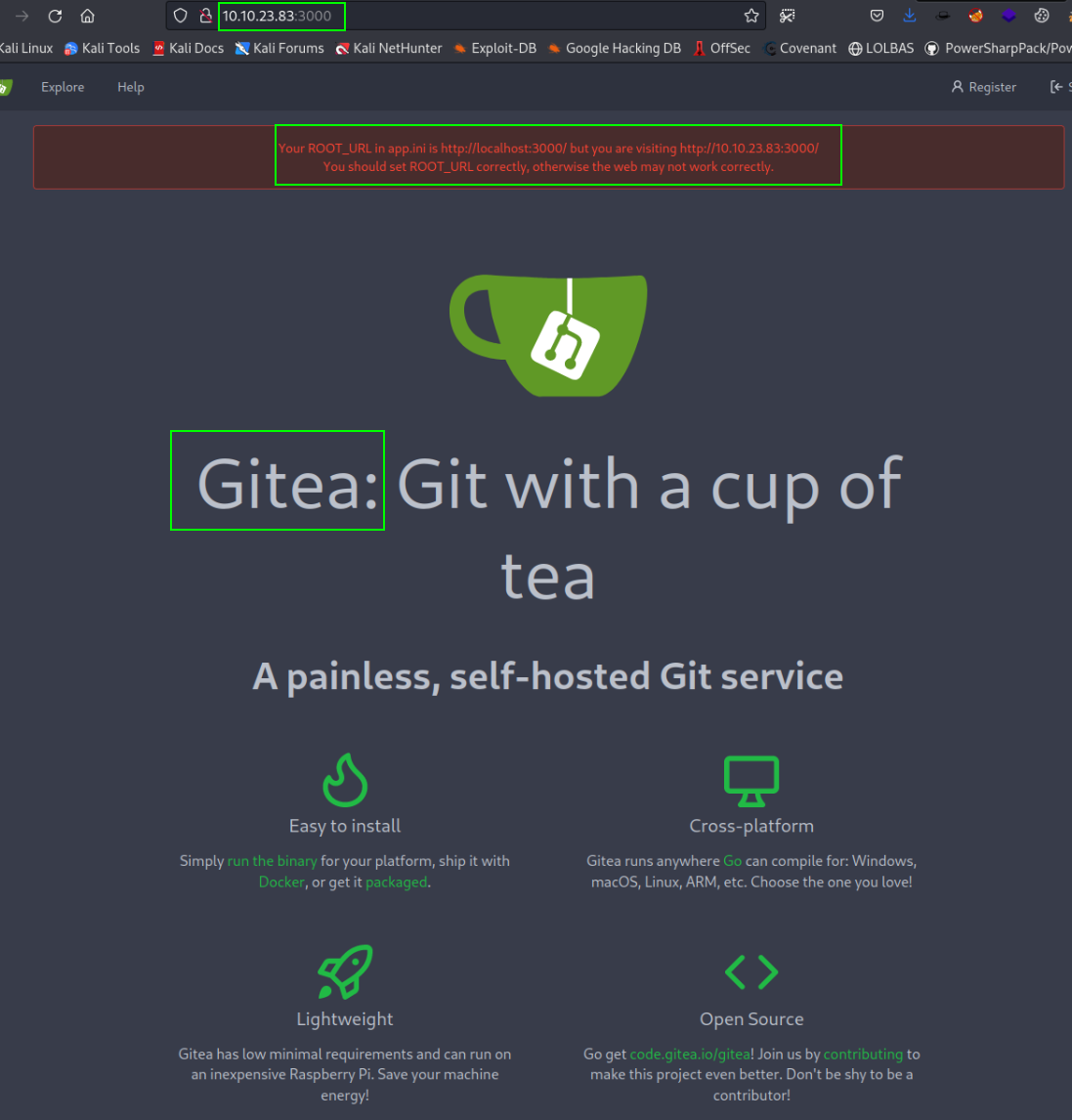 GitTea Main Page