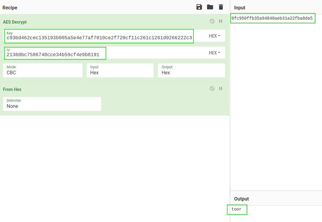 Cyberchef AES Decrypt