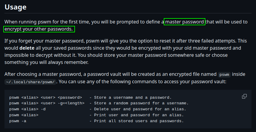 pwsm usage